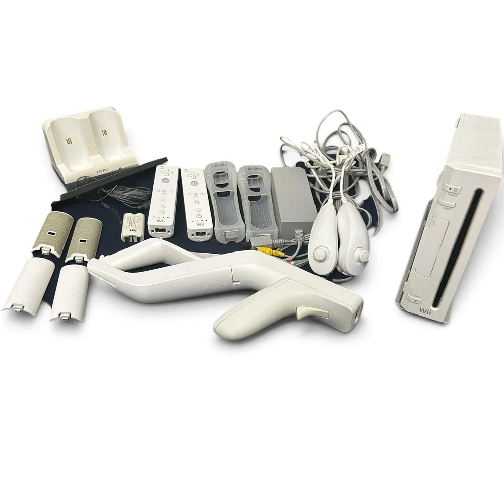 Nintendo Wii Console Bundle OEM Cables + Remotes Accessories TESTED&WORKING